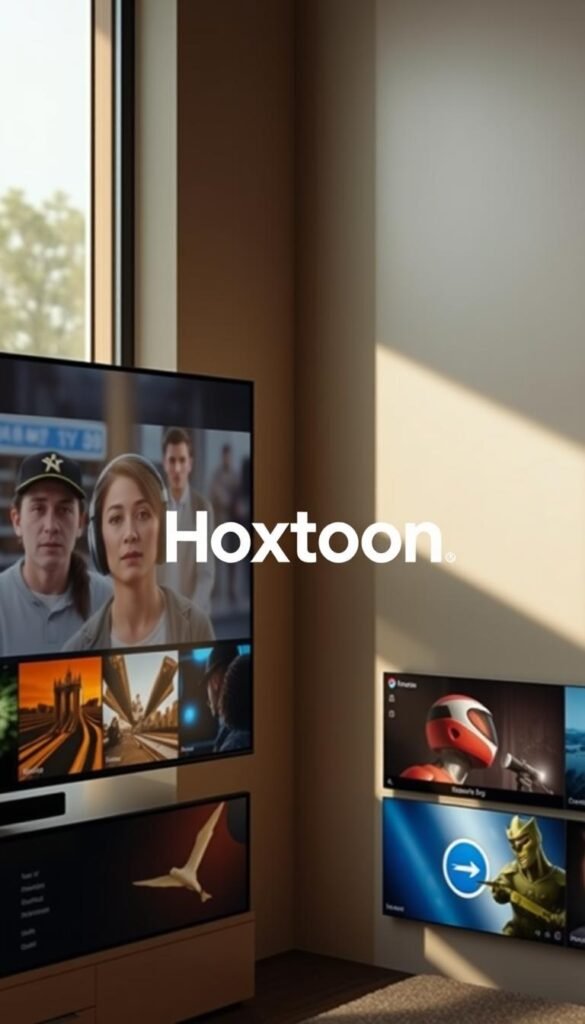 A sleek, modern interface showcasing the channel selection of various IPTV services, including the Hoxtoon Provider. A clean, minimalist design with a grid-like layout, highlighting the service's diverse channel offerings in a side-by-side comparison. The scene is bathed in warm, natural lighting, with a subtle gradient in the background adding depth and a sense of sophistication. The Hoxtoon Provider branding is prominently displayed, emphasizing its presence among the other IPTV services. The overall composition strikes a balance between functionality and aesthetics, making it an informative and visually appealing illustration for the article.